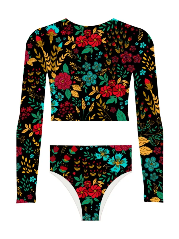 Makena Black Crop Top Set